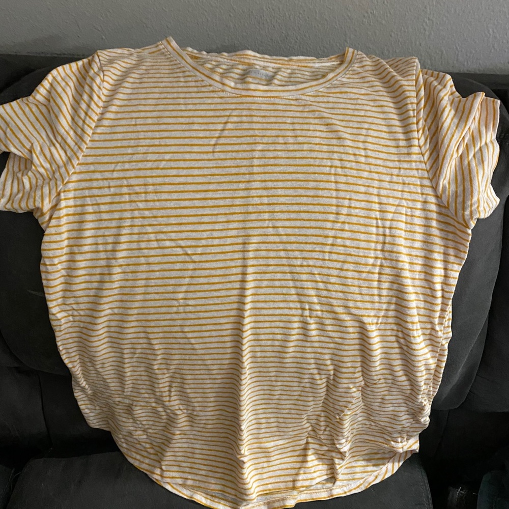Yellow and white striped shirt
